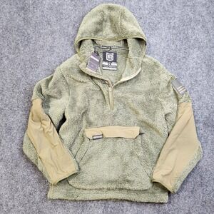 Freedom Industries Hoodie Sweatshirt Mens Large Green Sherpa Fleece USA 1/4 Zip